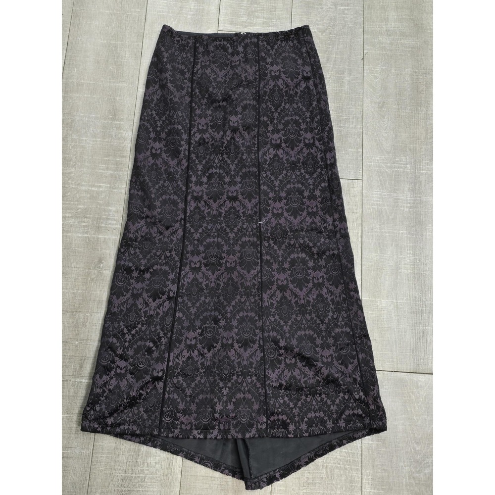 Lip Service Skirt Womens Small Black Purple Gothic Damask Maxi High Low Made USA
